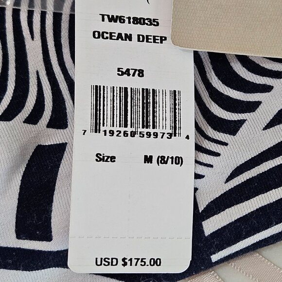 NEW! Tommy Bahama Maxi Dress Medium Navy Tropical Print Ruched Tie, Split - Picture 9 of 12